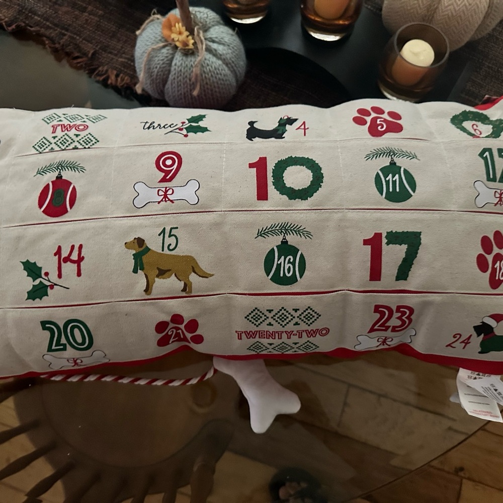 Festive Holiday Advent Calendar Pillow